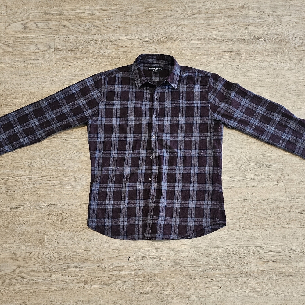 Beverly Hills Polo Club Burgundy Plaid Shirt